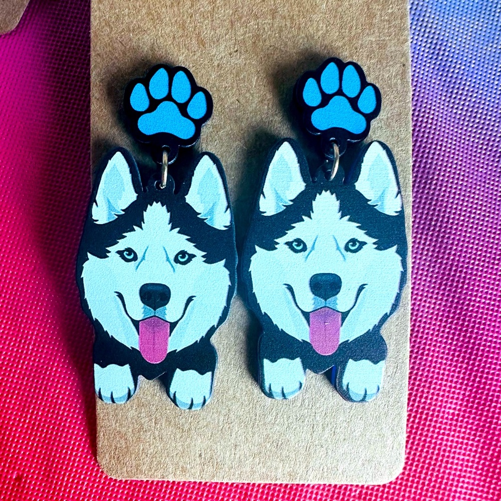 Husky Doggy Dangle Earringe